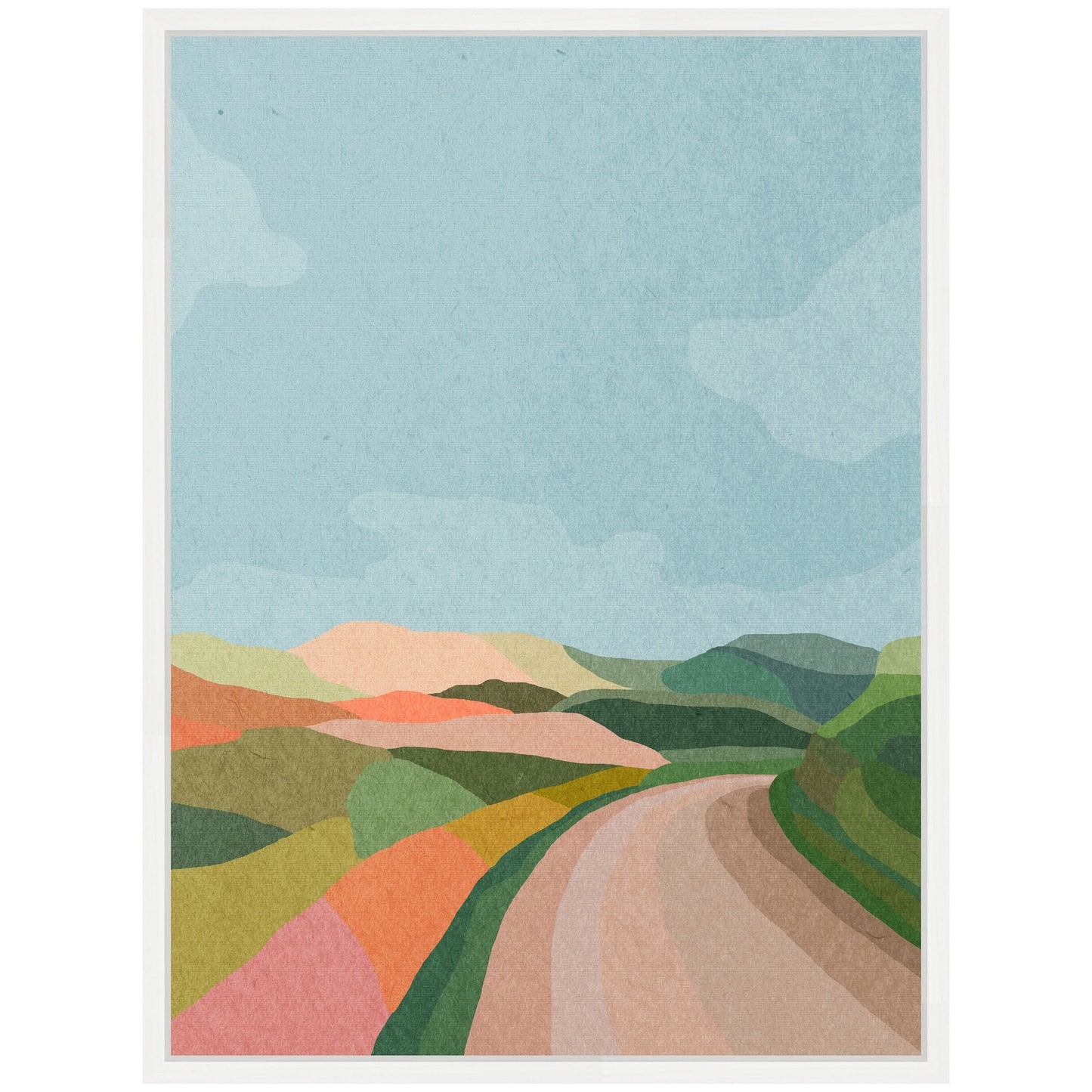 Winding Country Lane Framed Canvas Wall Art