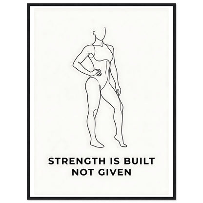 Women Fitness Poster - Strength Is Built Not Given - 20x25 cm / 8x10″ - White frame / Ready-to-hang - Sparkycare