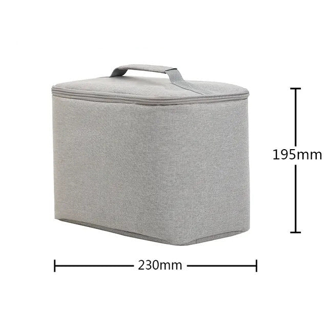 Gray storage box with dimensions labeled for HY300/New T2 Max/T4 models. Smart projector