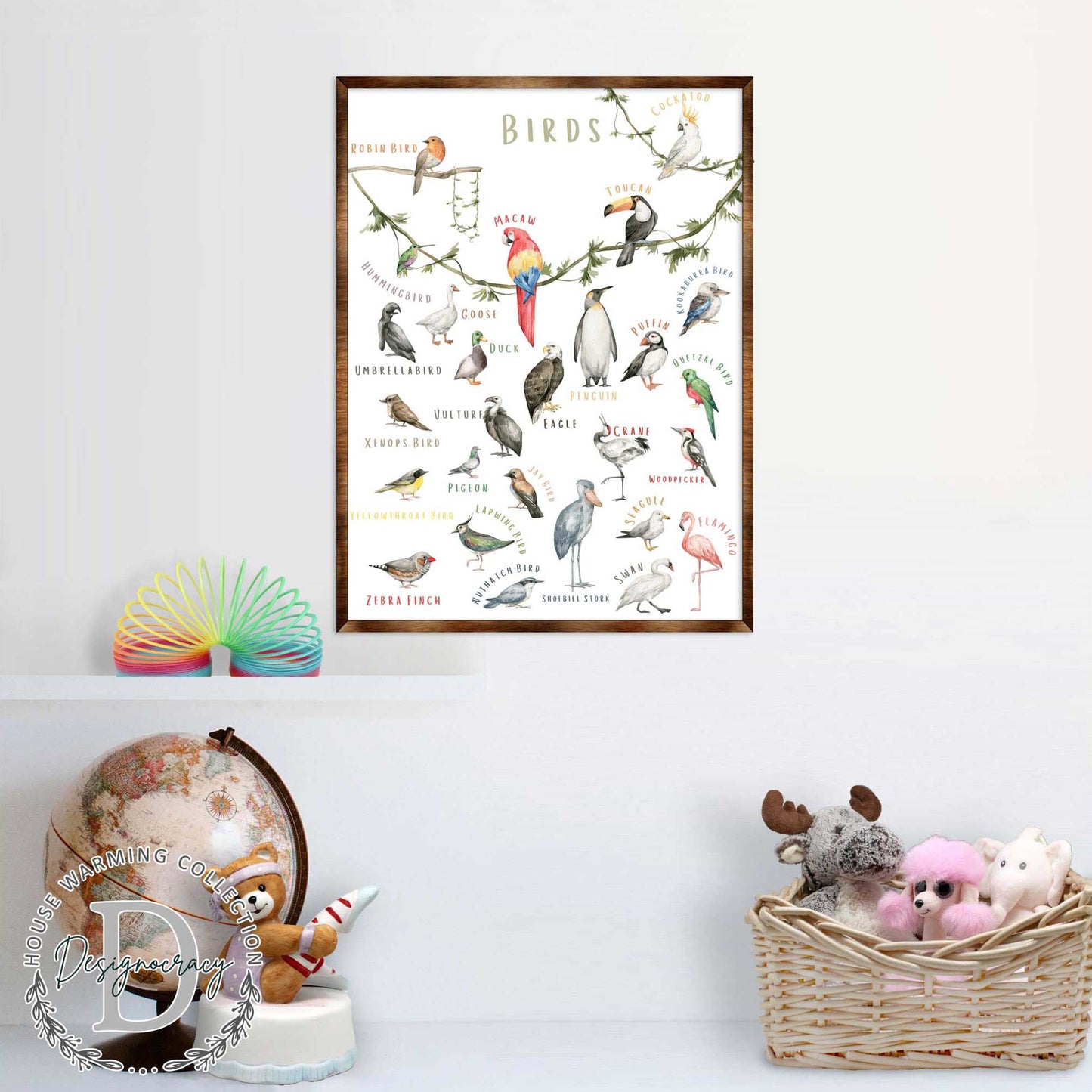 Birds Alphabet Wood Wall Art - Educational Kids Decor