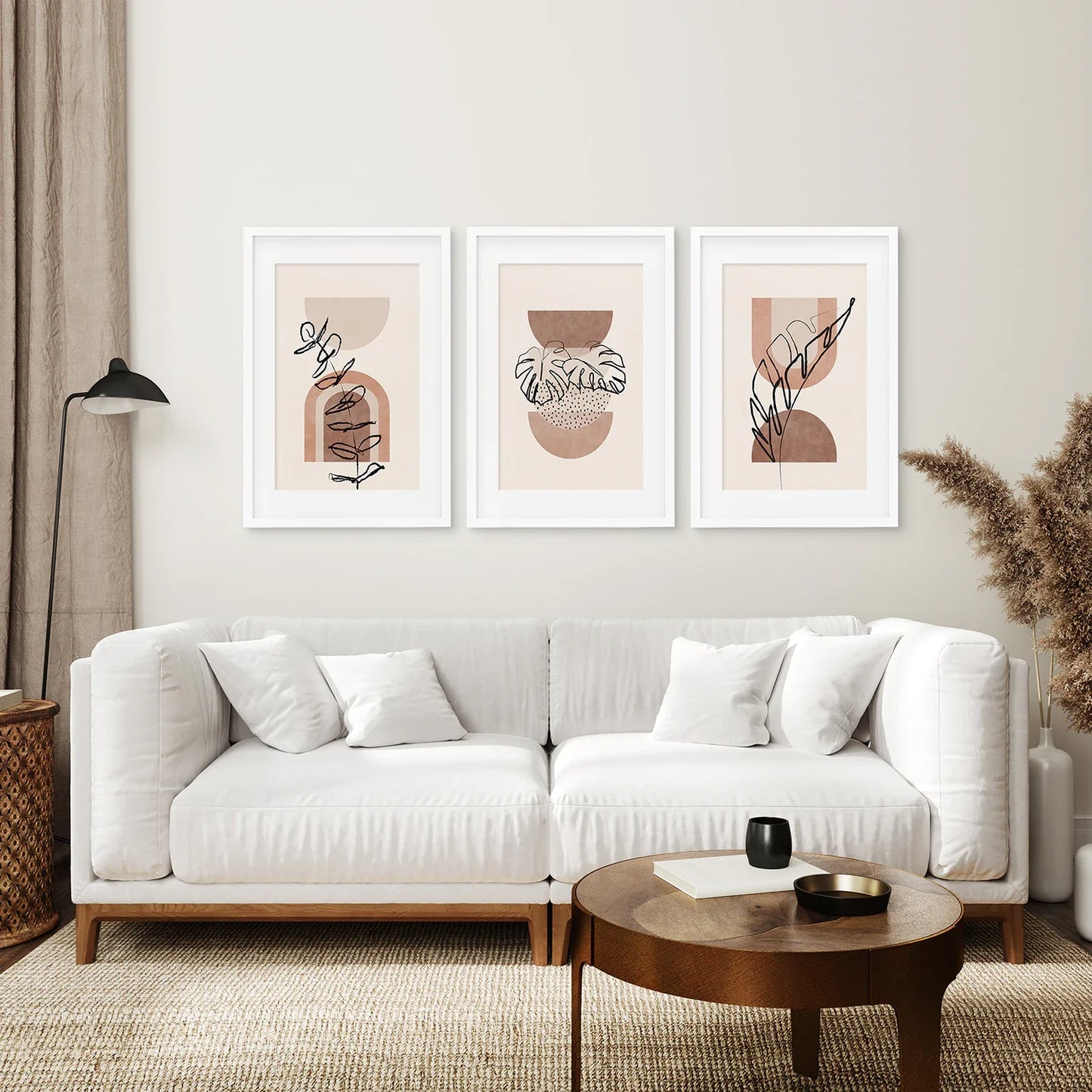 Watercolor Boho Wall Art Set of 3, Terracotta Plant Prints