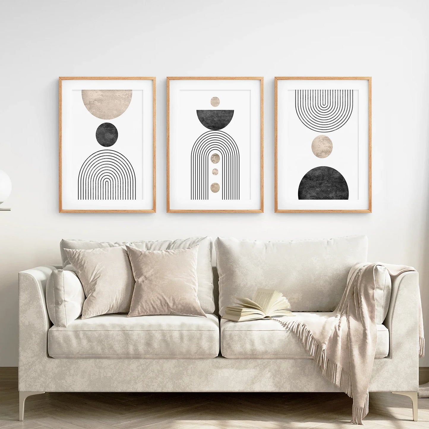 Minimalist Black Rainbow Wall Art Set of 3, Modern Prints