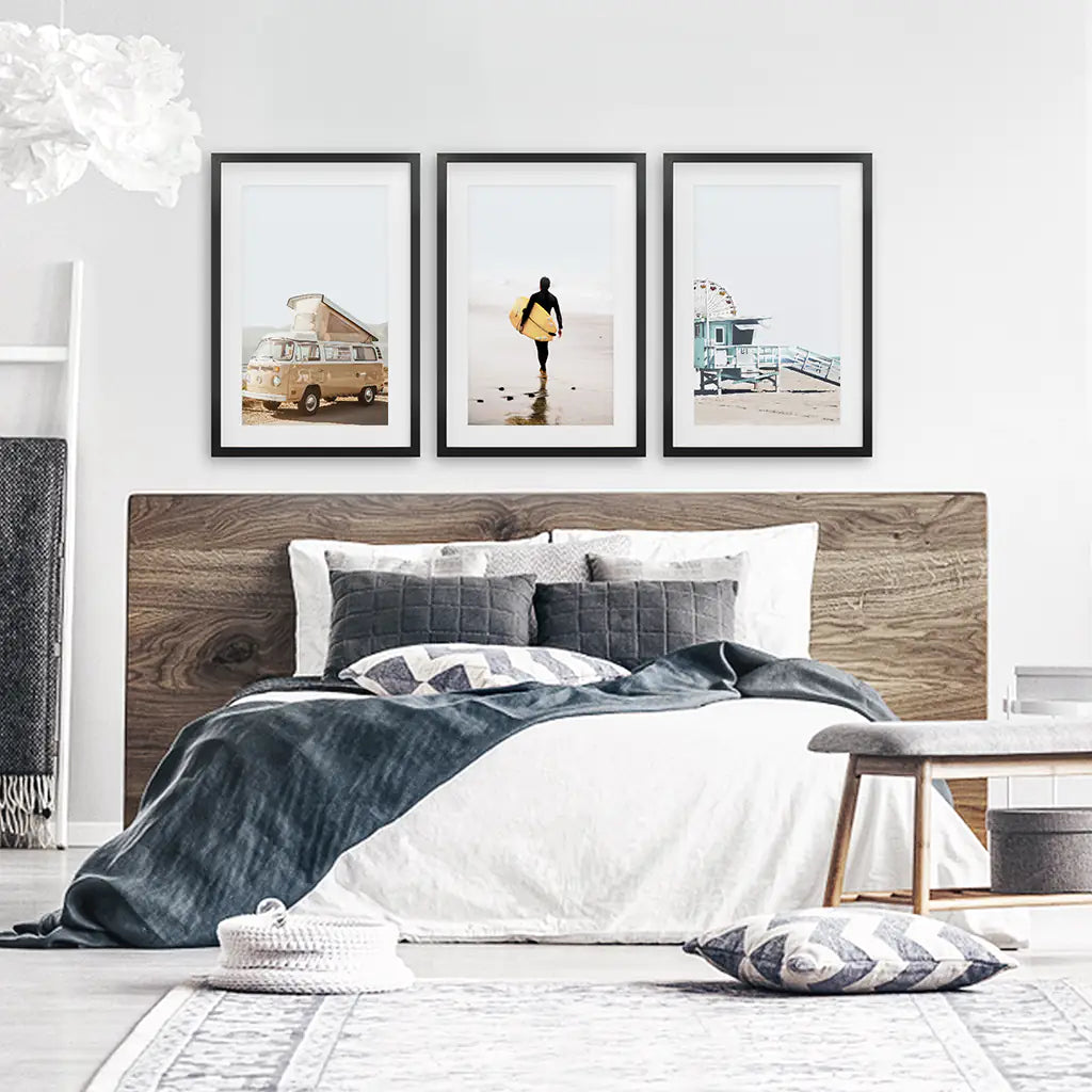 Surf Beach Wall Art Set of 3 Coastal Prints