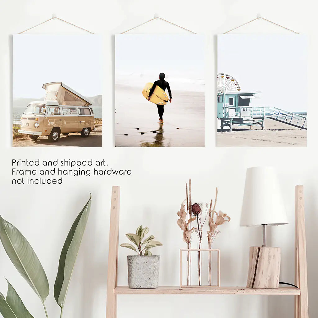 Surf Beach Wall Art Set of 3 Coastal Prints