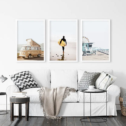 Surf Beach Wall Art Set of 3 Coastal Prints