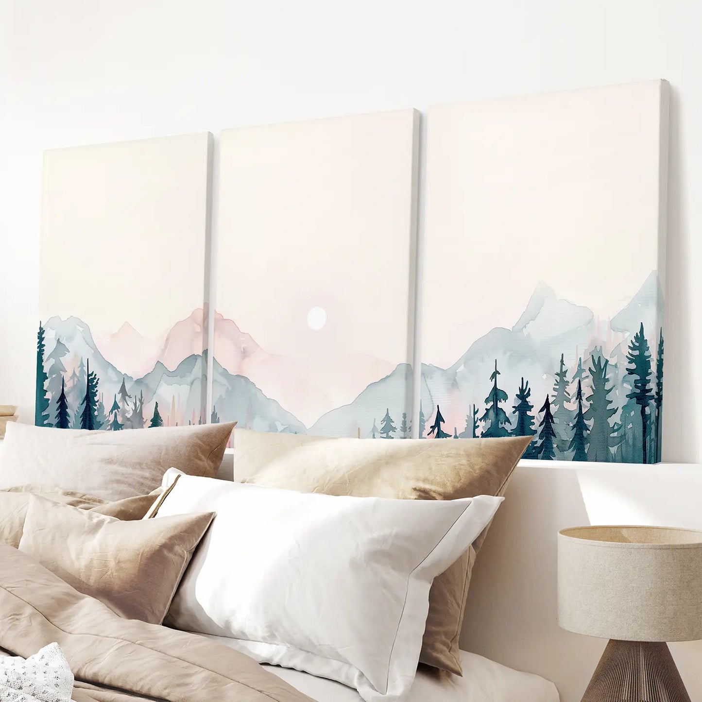 Forest and Mountain Landscape Wall Art Set of 3