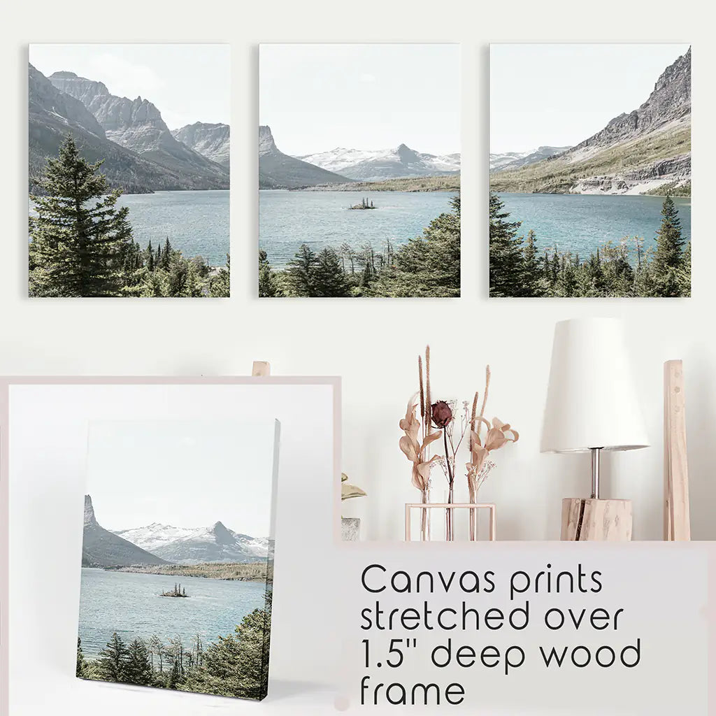 Glacier National Park Wall Art, Montana 3 Piece Set