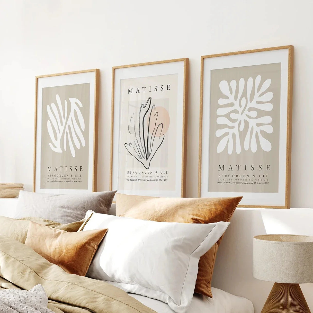 Set of 3 neutral abstract cut-out modern wall art prints