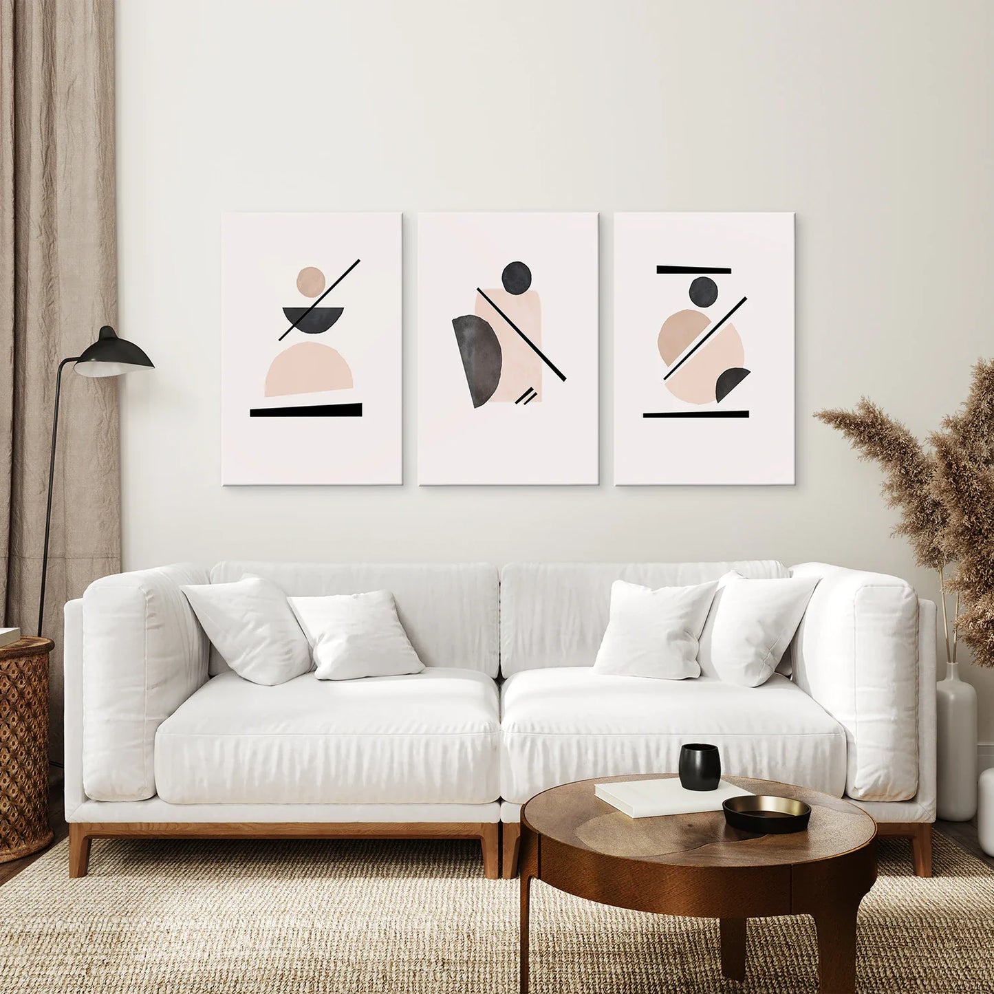 Mid-Century Modern Geometric Abstract Art Set of 3 Prints