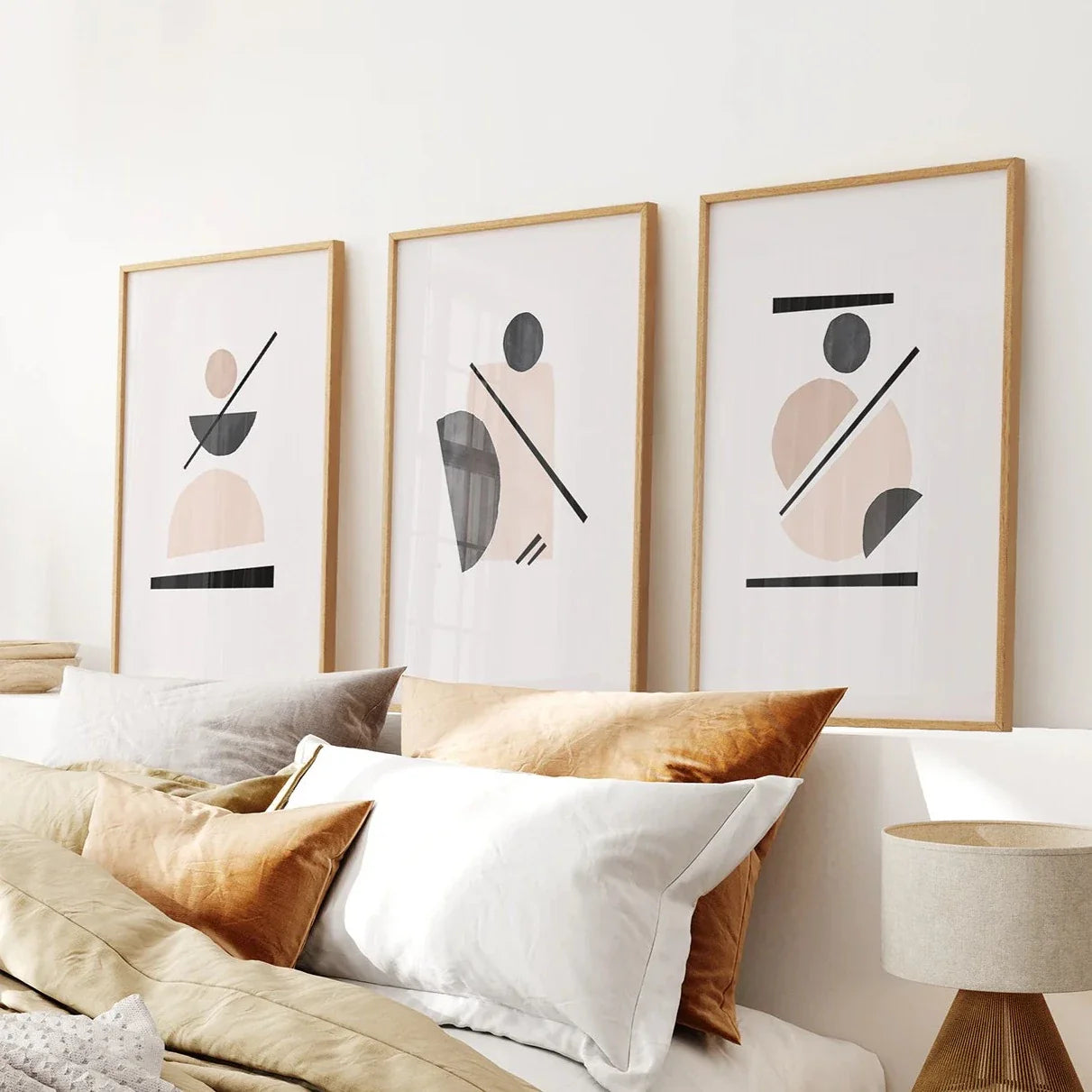 Mid-century modern geometric abstract art set of 3 prints