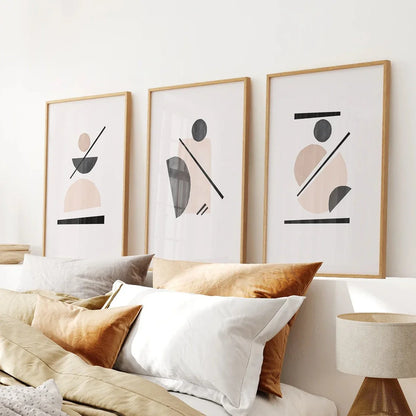 Mid-century modern geometric abstract art set of 3 prints