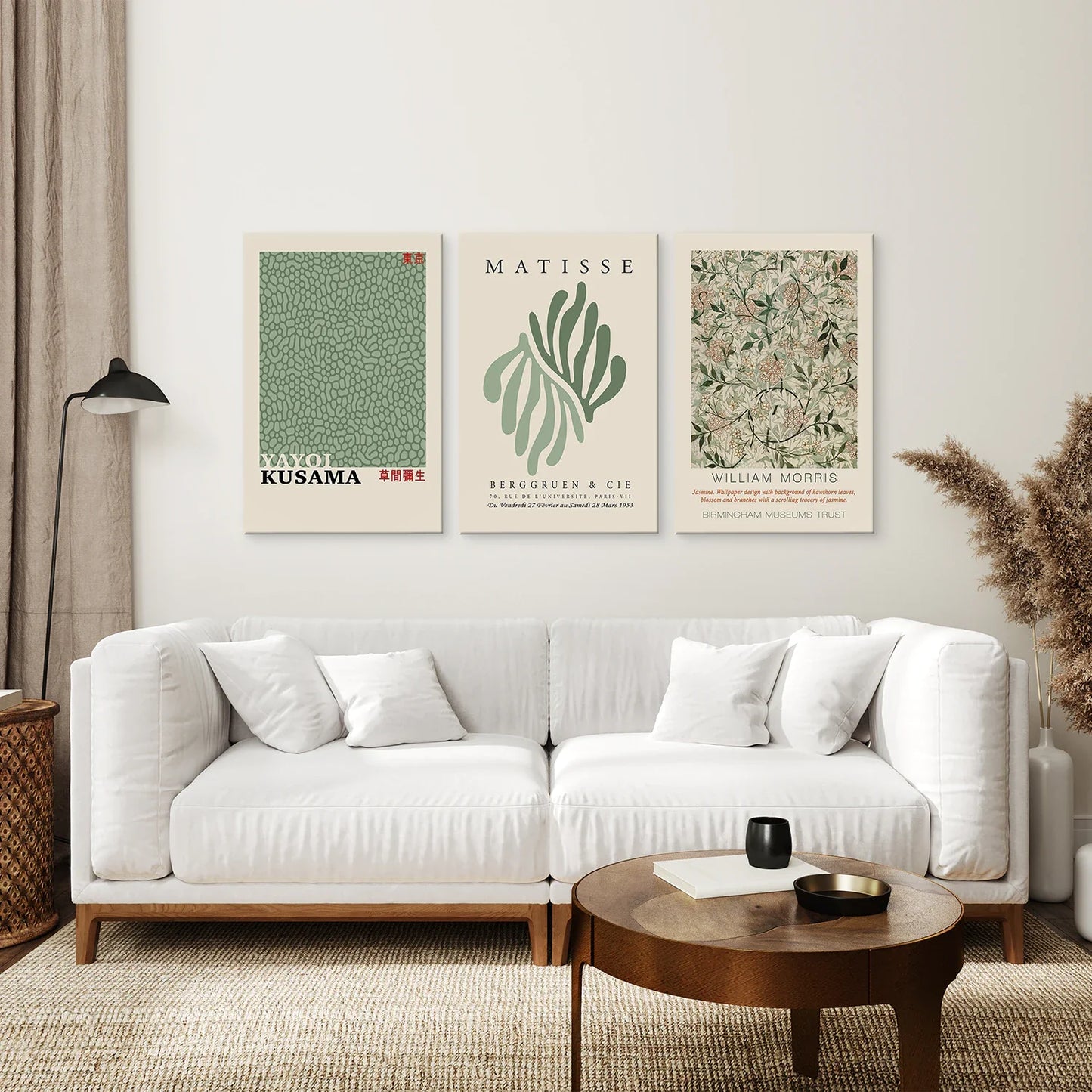 Sage Green Abstract Wall Art Set of 3, Modern Gallery