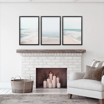 Minimalist Ocean Wall Art Set of 3. Neutral Beach Prints