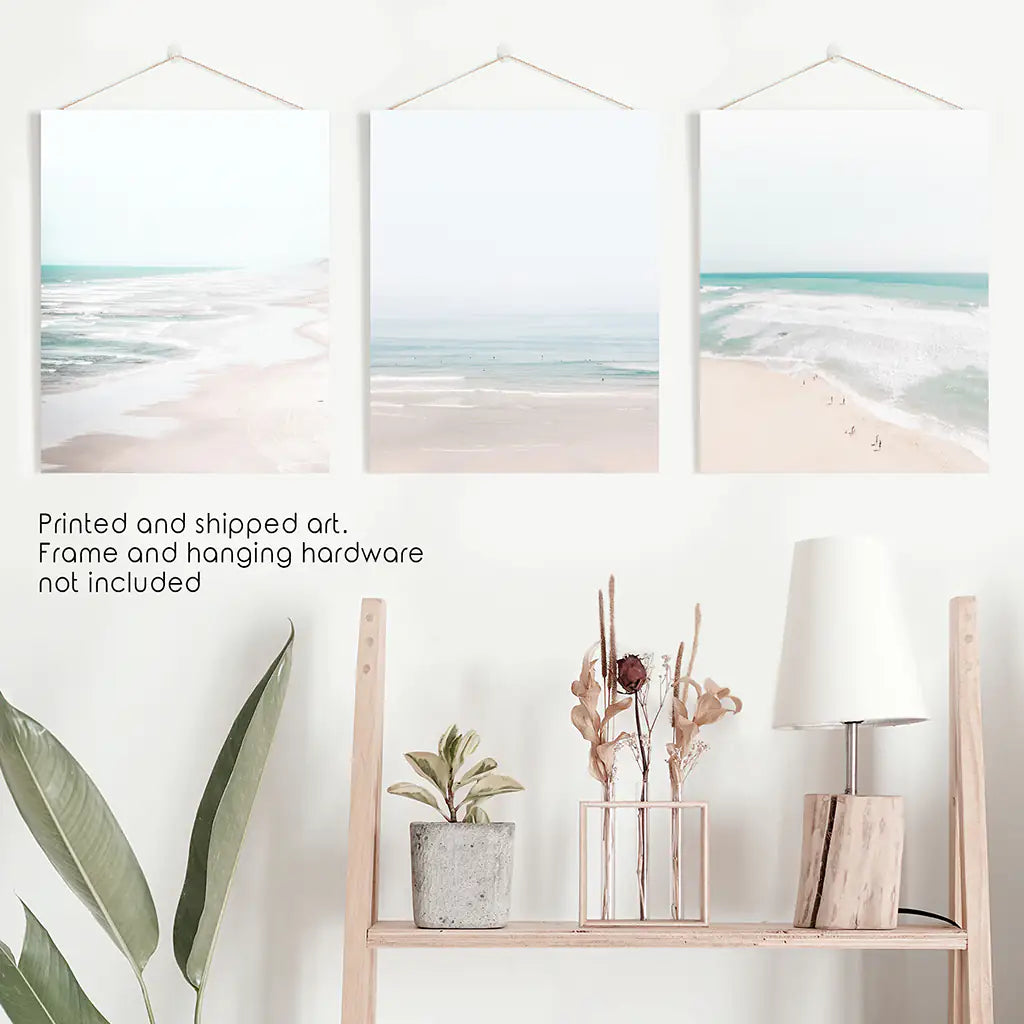 Minimalist Ocean Wall Art Set of 3. Neutral Beach Prints