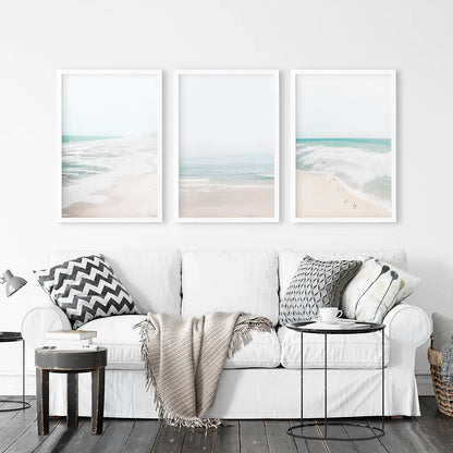 Minimalist Ocean Wall Art Set of 3. Neutral Beach Prints