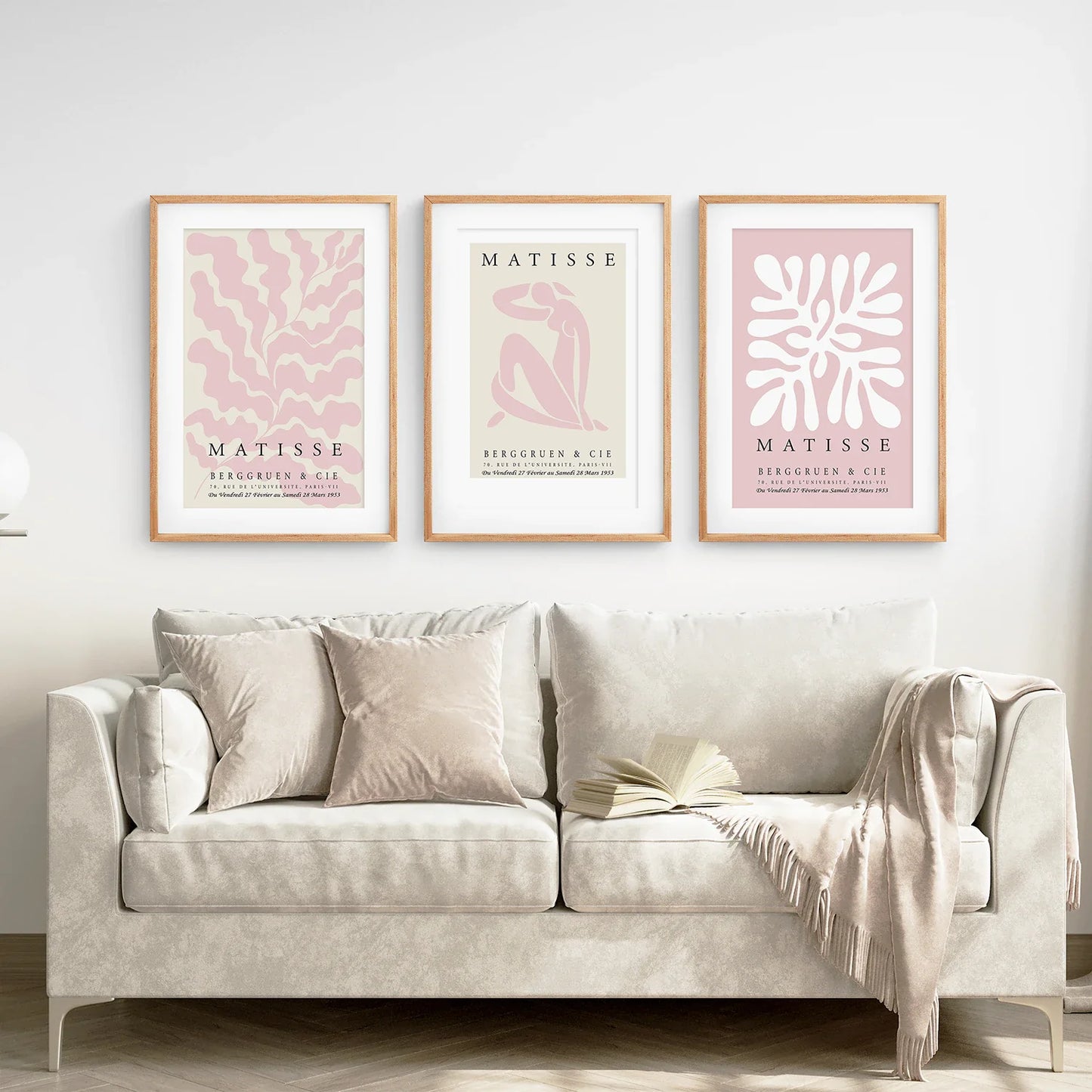 Blush Pink Abstract Wall Art Set of 3, Modern Prints