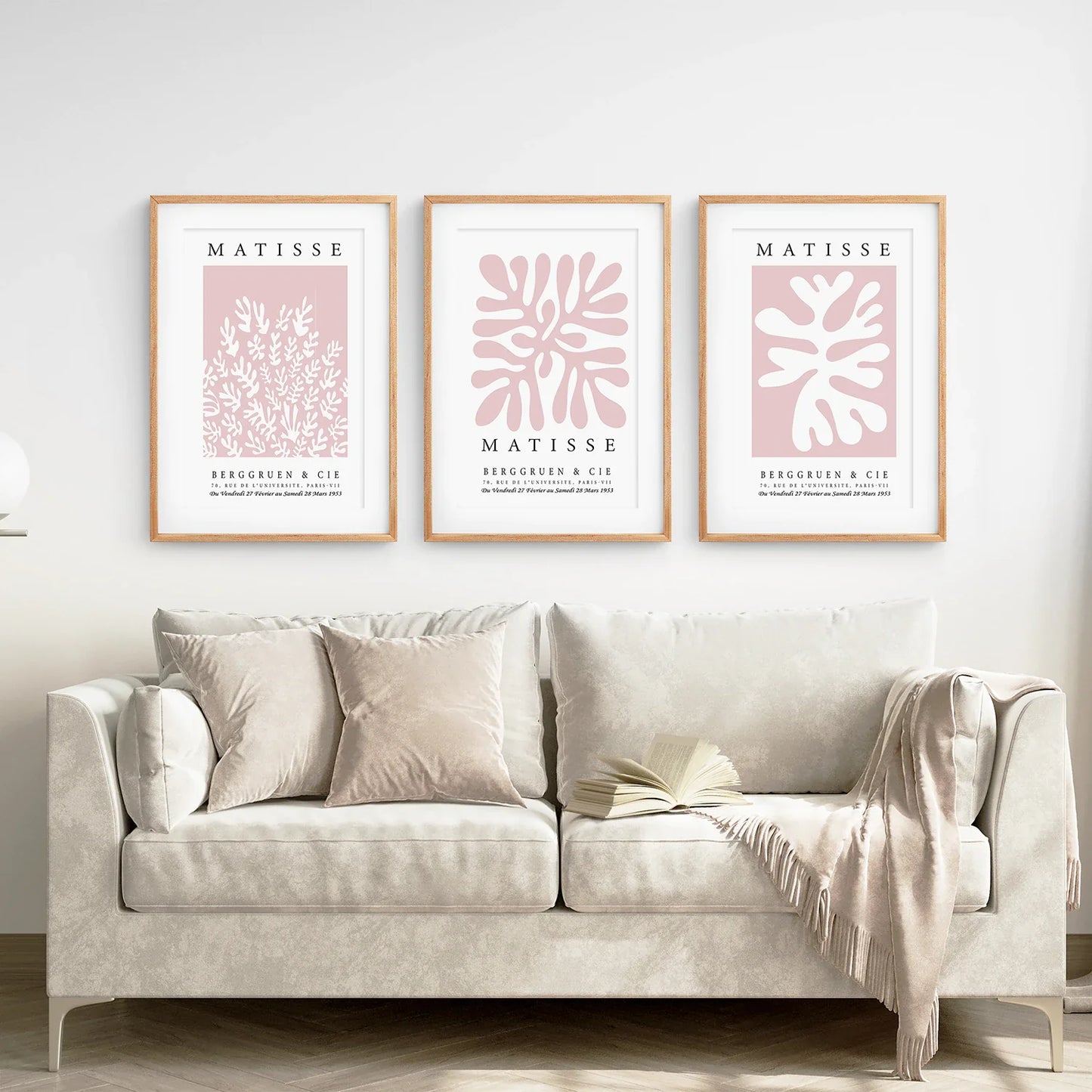 Abstract Cut-Out Wall Art Set of 3, Pink Neutral Prints