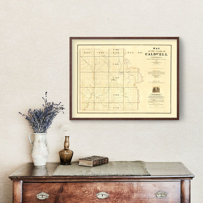 Vintage Map of Caldwell Parish, Louisiana, 1860