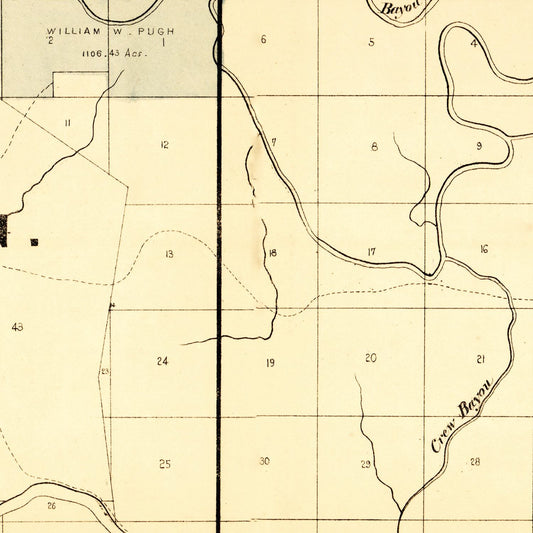 Vintage Map of Caldwell Parish, Louisiana, 1860