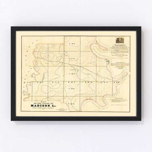 Vintage map of Madison Parish, Louisiana, 1860