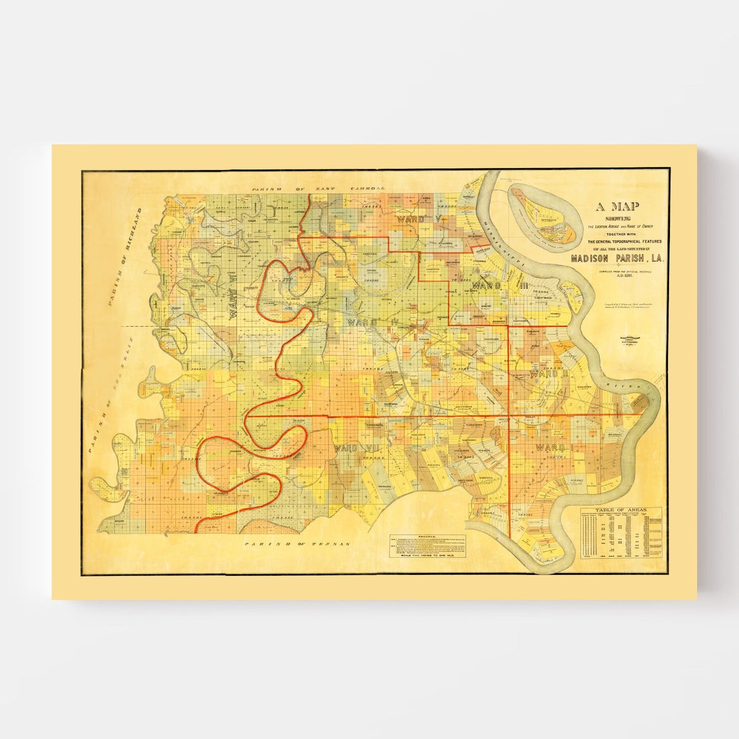 Vintage Map of Madison Parish, Louisiana, 1891