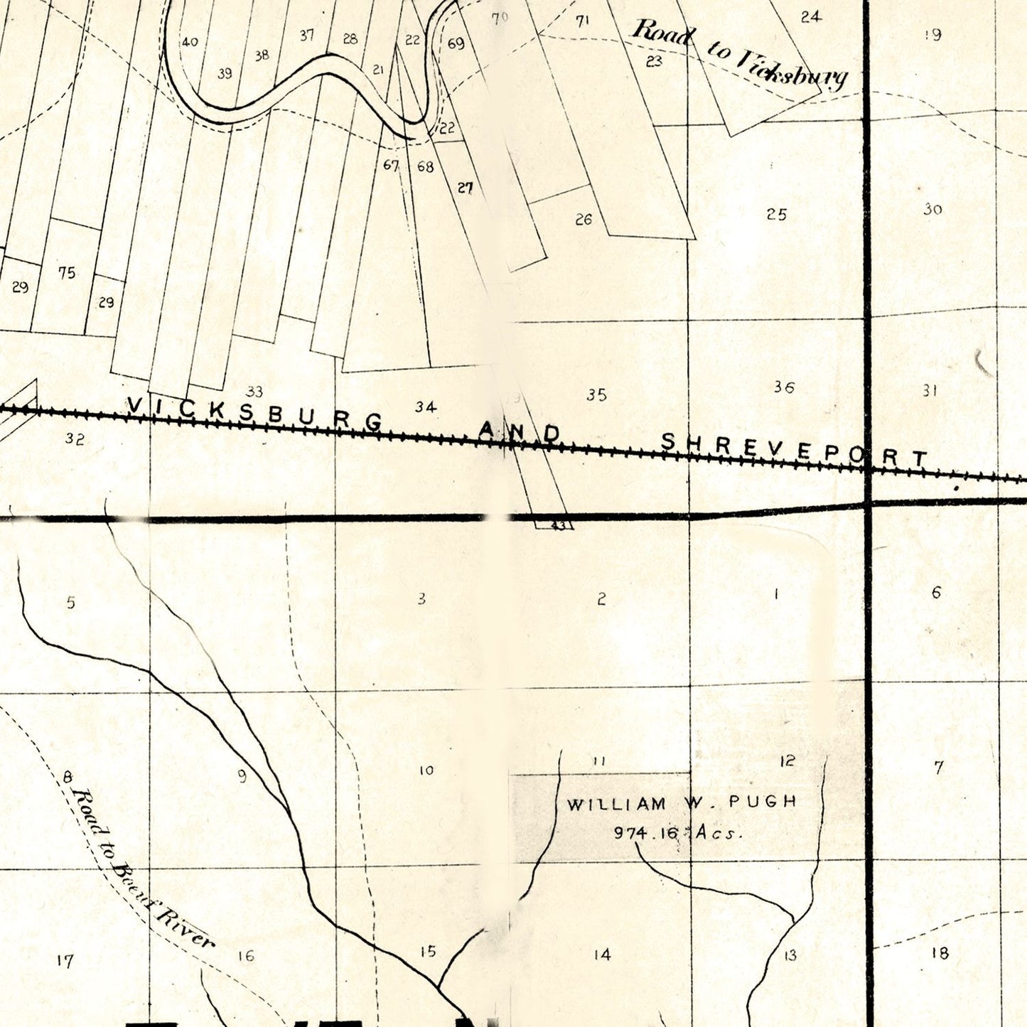 Vintage Map of Ouachita Parish, Louisiana 1860