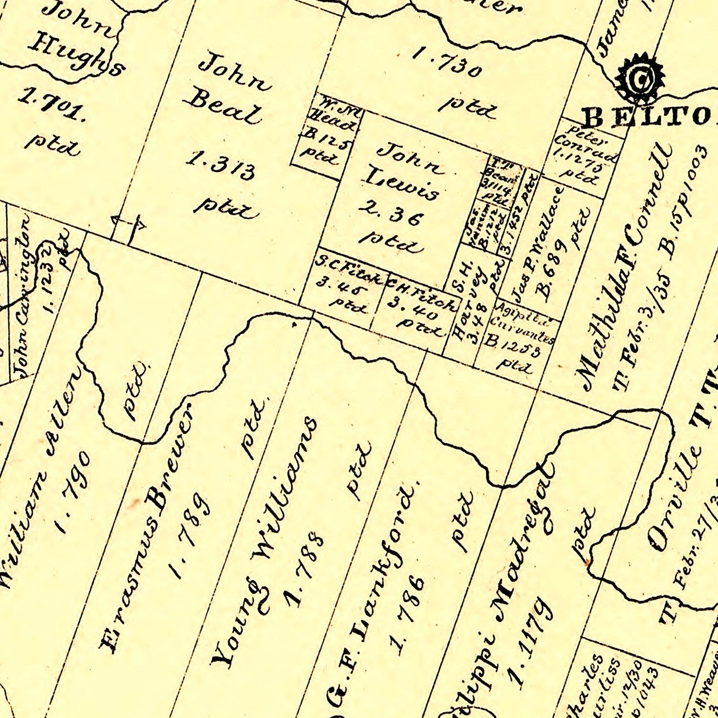 Vintage Map of Bell County, Texas, 1879
