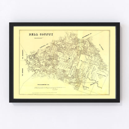 Vintage map of Bell County, Texas, 1879