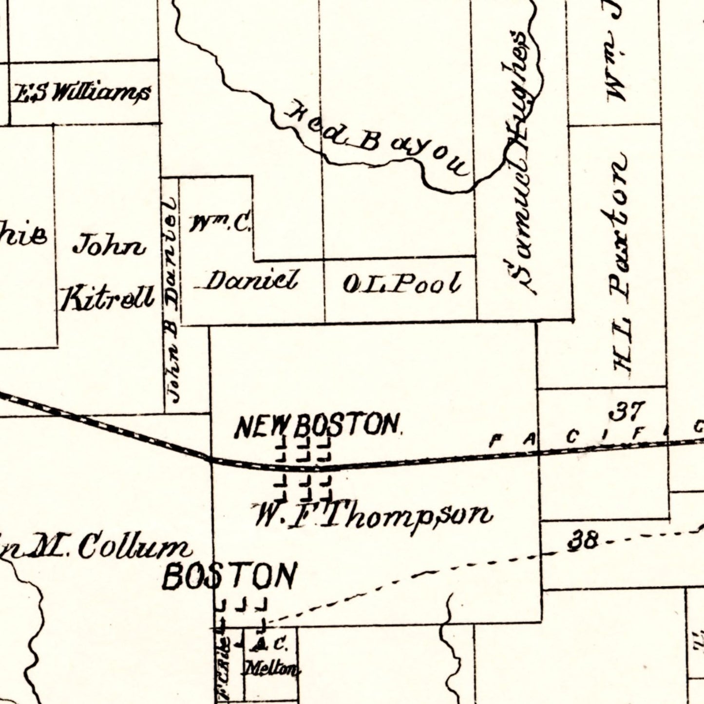Vintage Map of Bowie County, Texas 1894