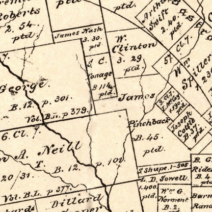 Vintage Map of Caldwell County, Texas, 1880