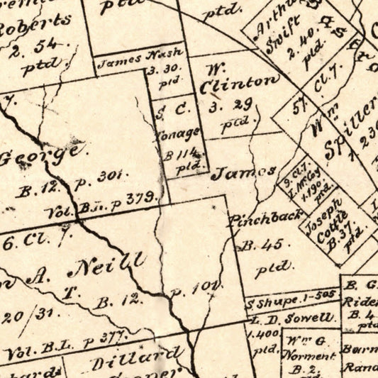 Vintage Map of Caldwell County, Texas, 1880