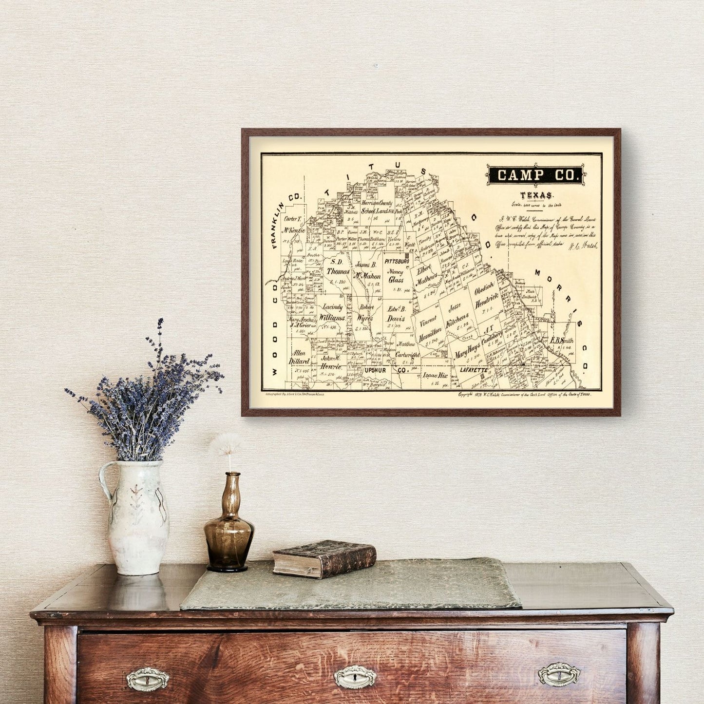 Vintage Map of Camp County, Texas, 1879 | Wall Art