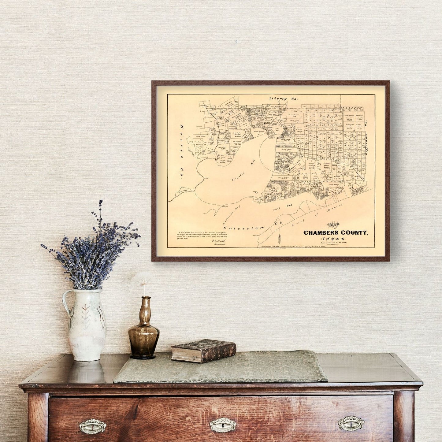 Vintage Map of Chambers County, Texas, 1879