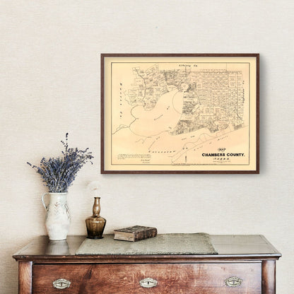 Vintage Map of Chambers County, Texas, 1879