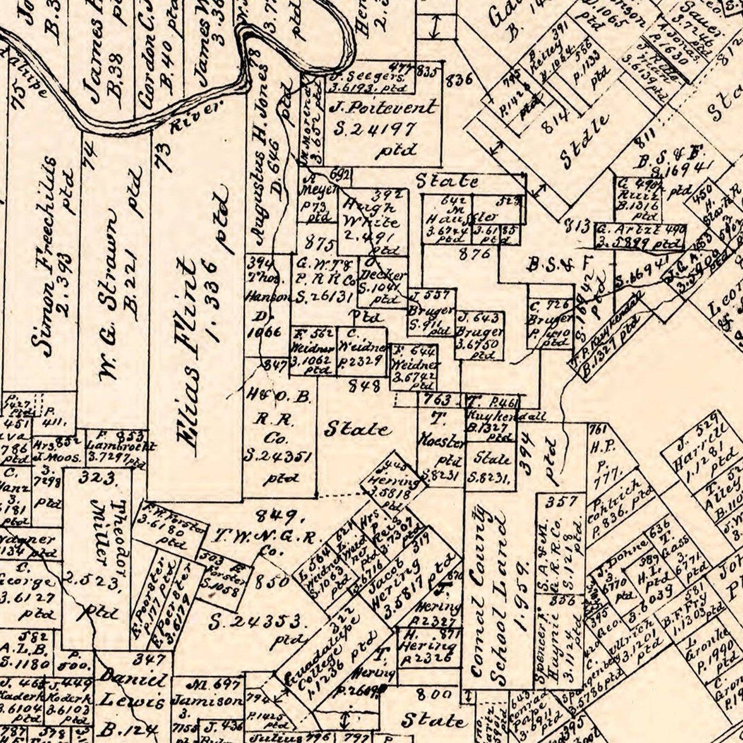 Vintage Map of Comal County, Texas, 1879