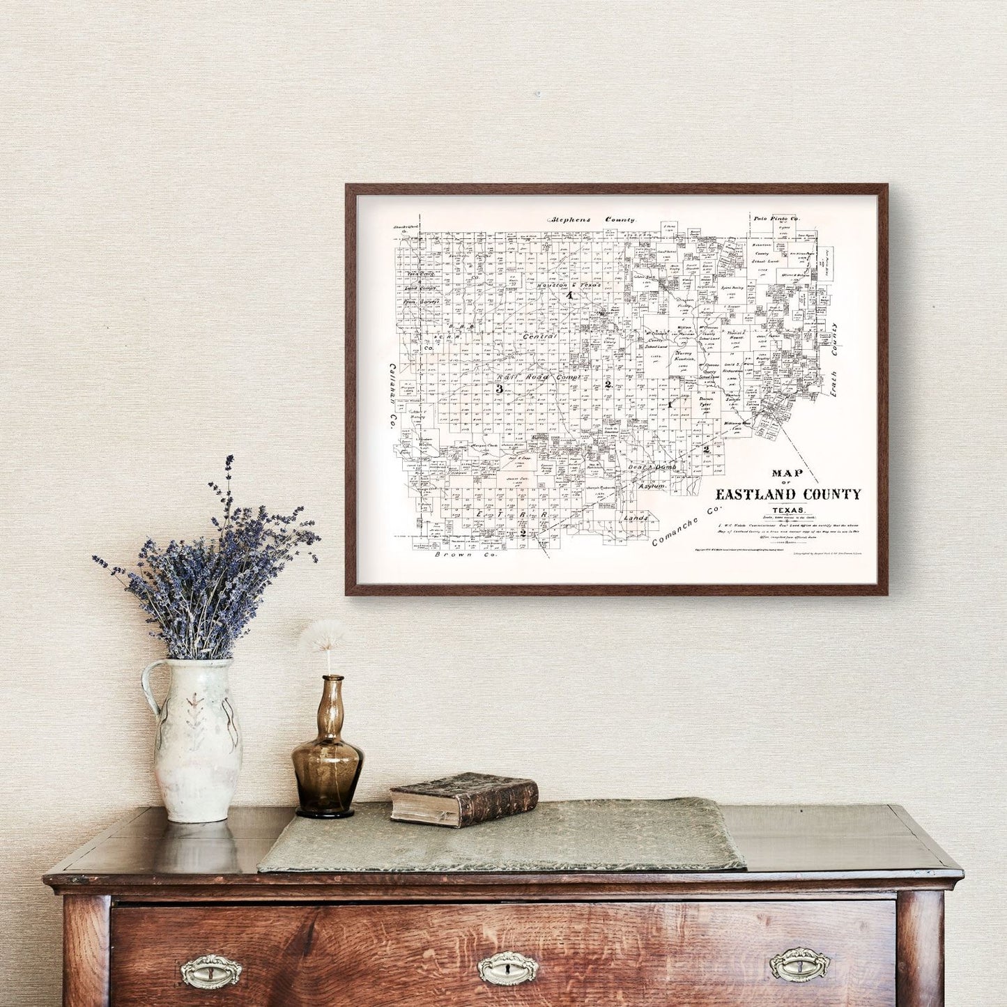 Vintage Map of Eastland County, Texas, 1879