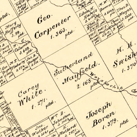 Vintage Map of Ellis County, Texas 1879