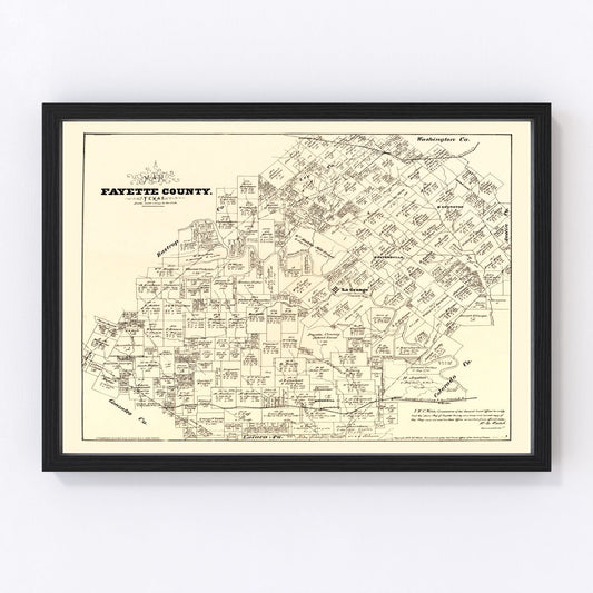 vintage map of Fayette County, Texas, 1879