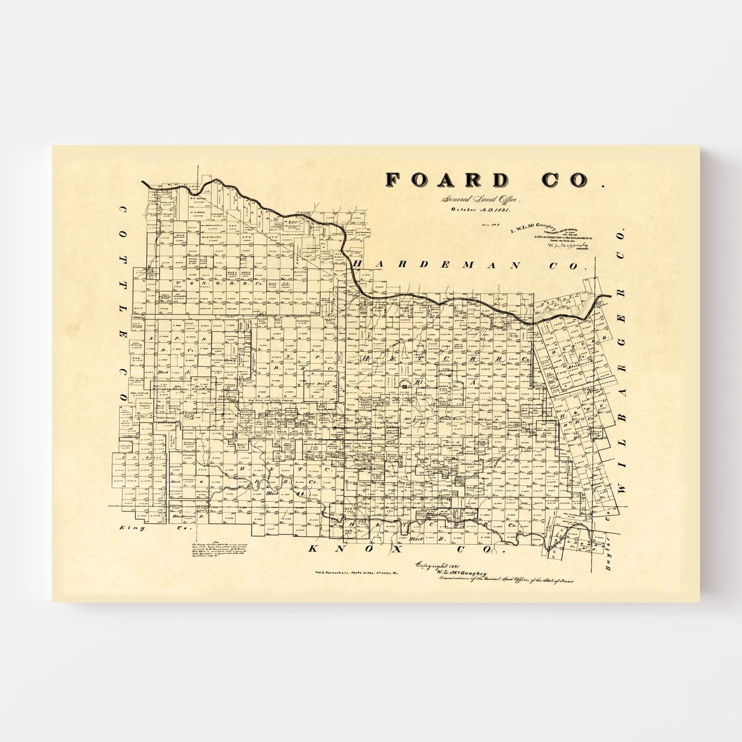 Vintage Map of Foard County, Texas, 1891