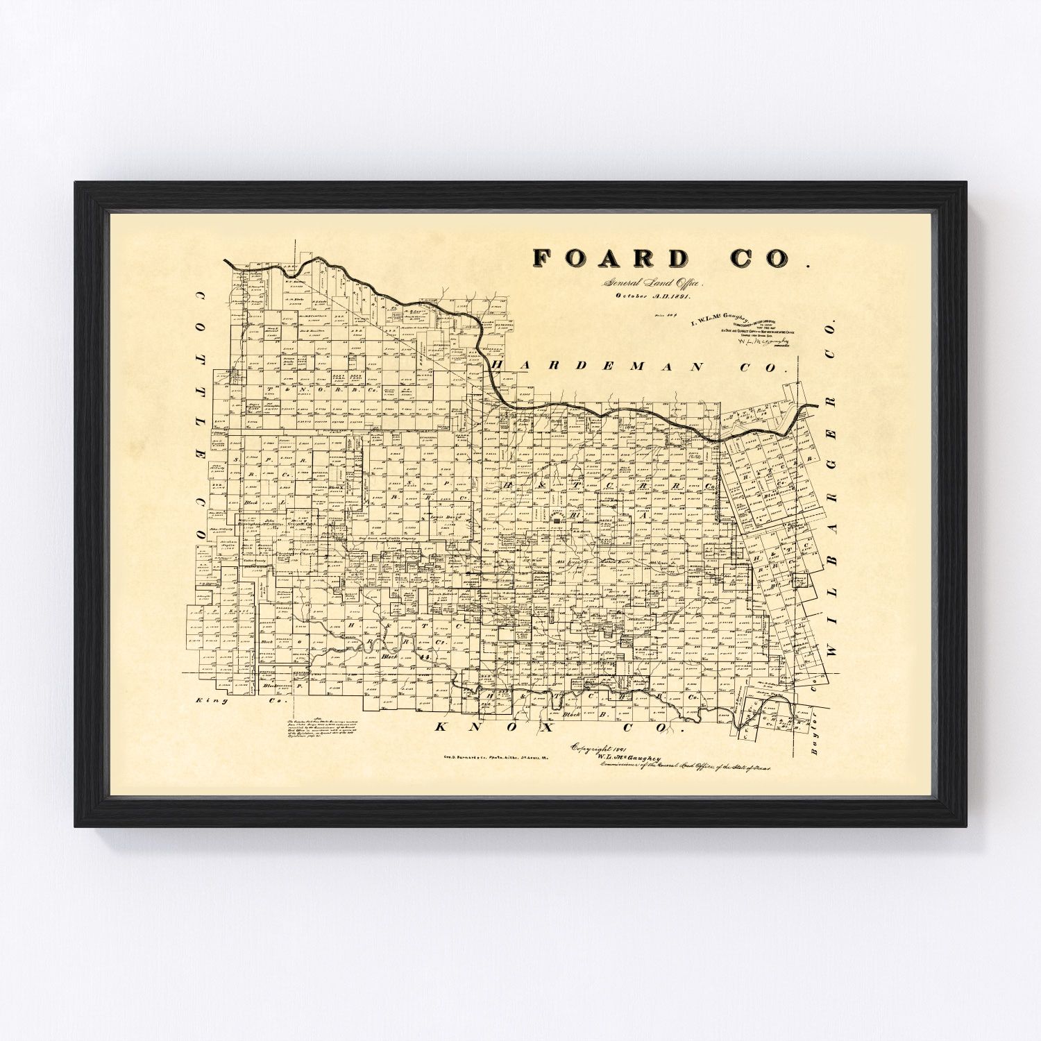 vintage map of Foard County, Texas, 1891