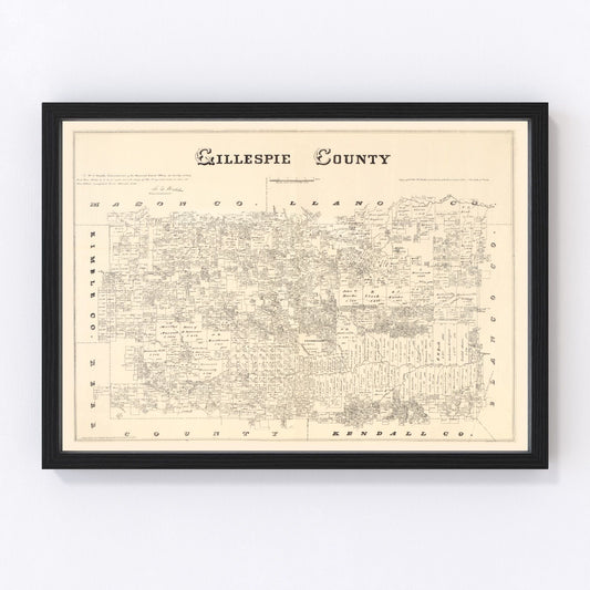Vintage map of Gillespie County, Texas, 1879