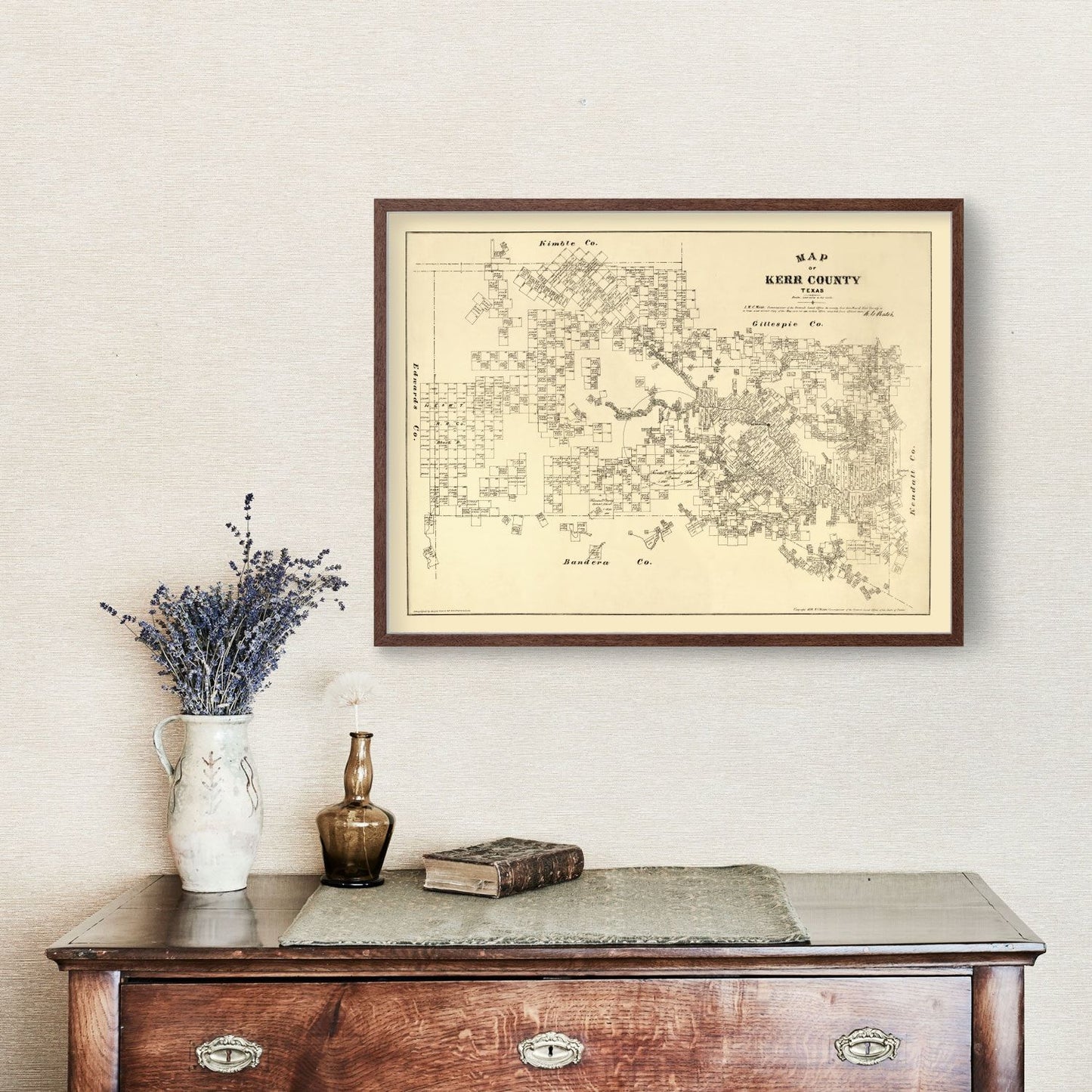 Vintage Map of Kerr County, Texas, 1879
