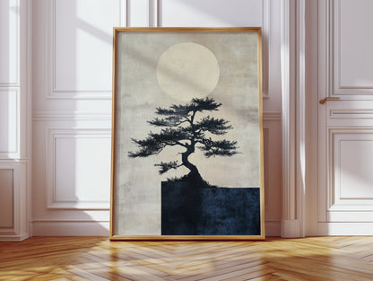 Zen Bonsai Tree Minimalist Japanese Wall Art