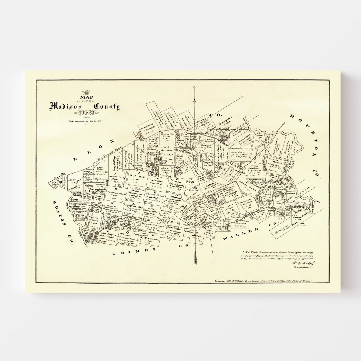 Vintage Map of Madison County, Texas, 1879