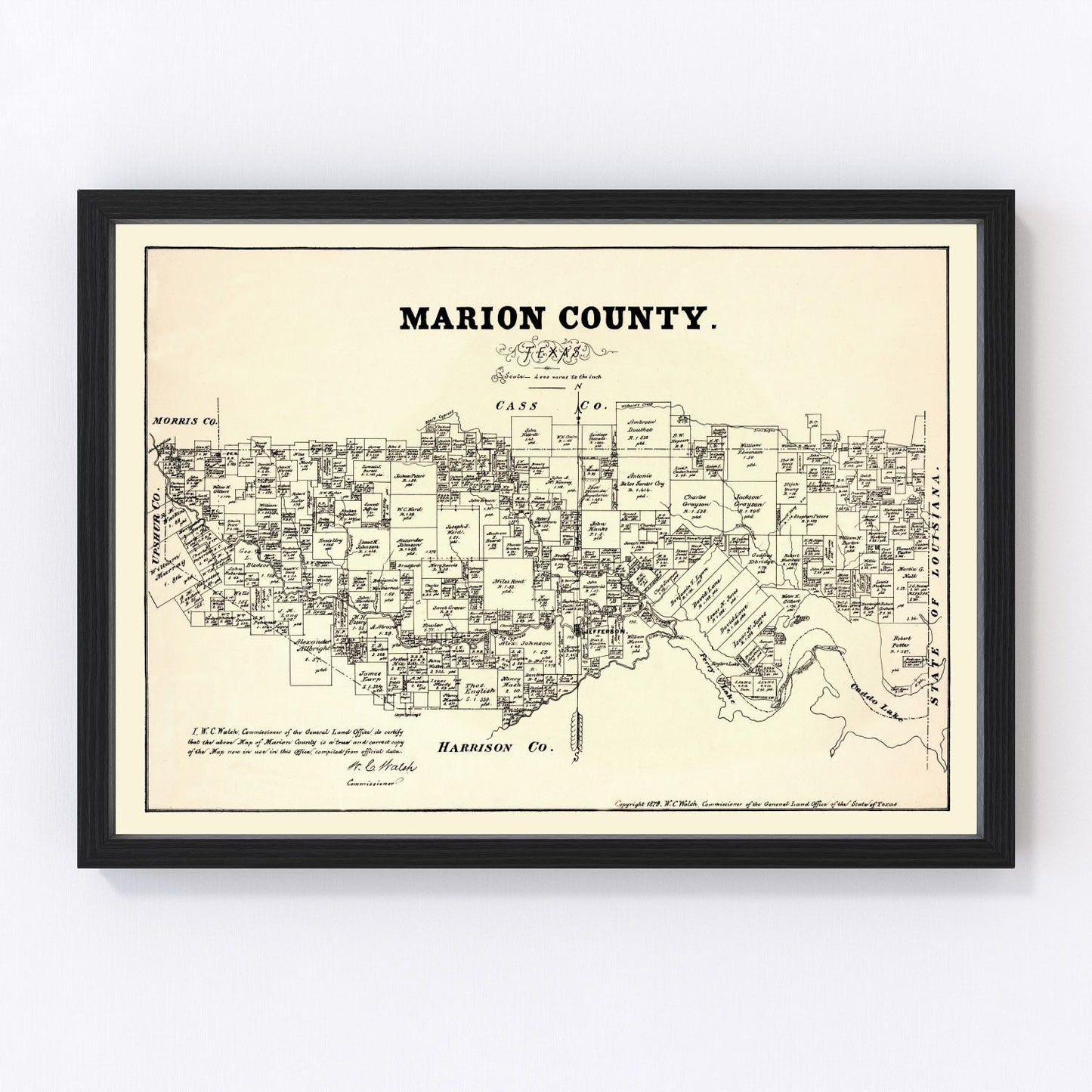 Vintage map of Marion County, Texas, 1879