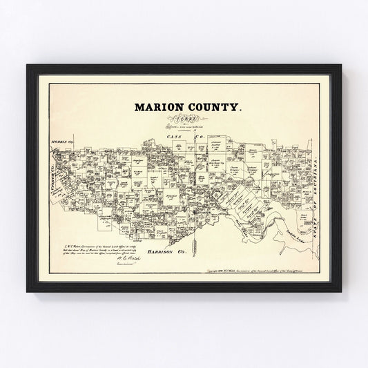 Vintage map of Marion County, Texas, 1879