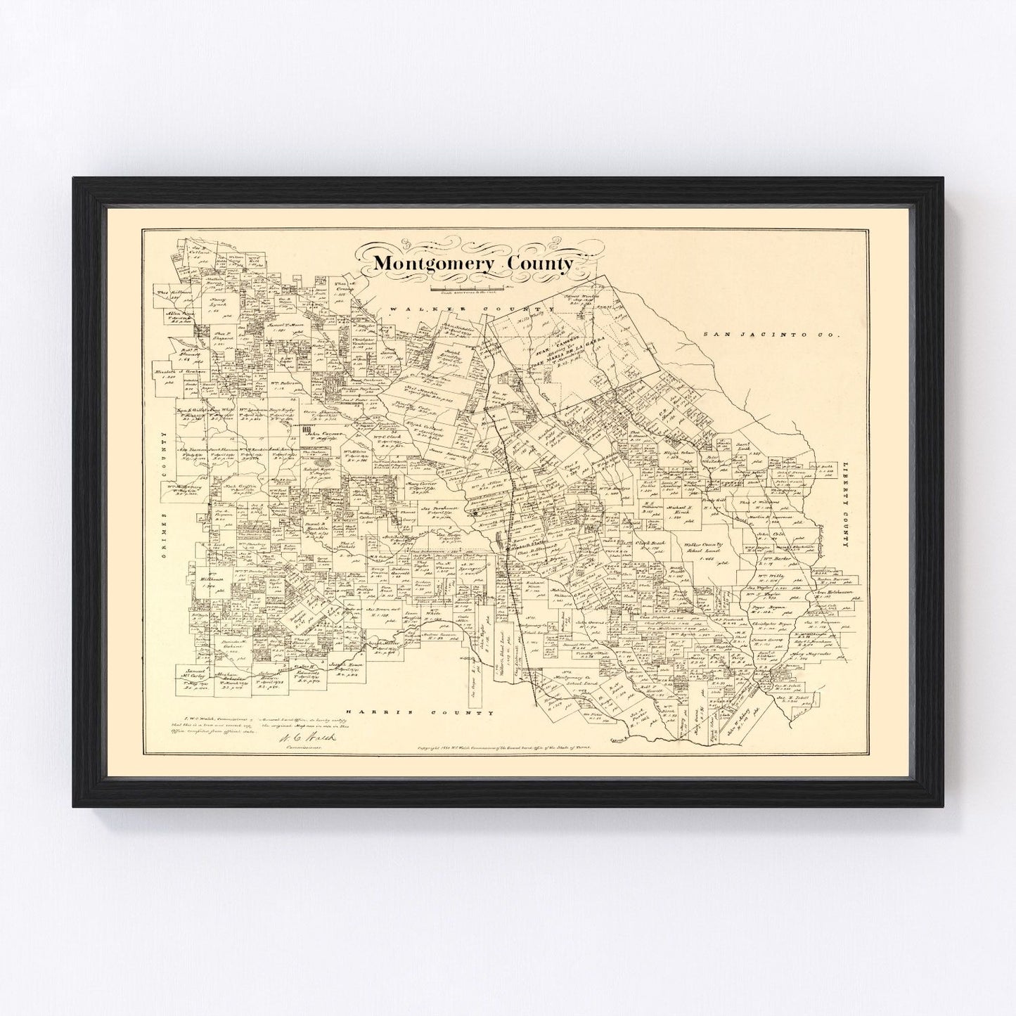 Vintage map of Montgomery County, Texas, 1880