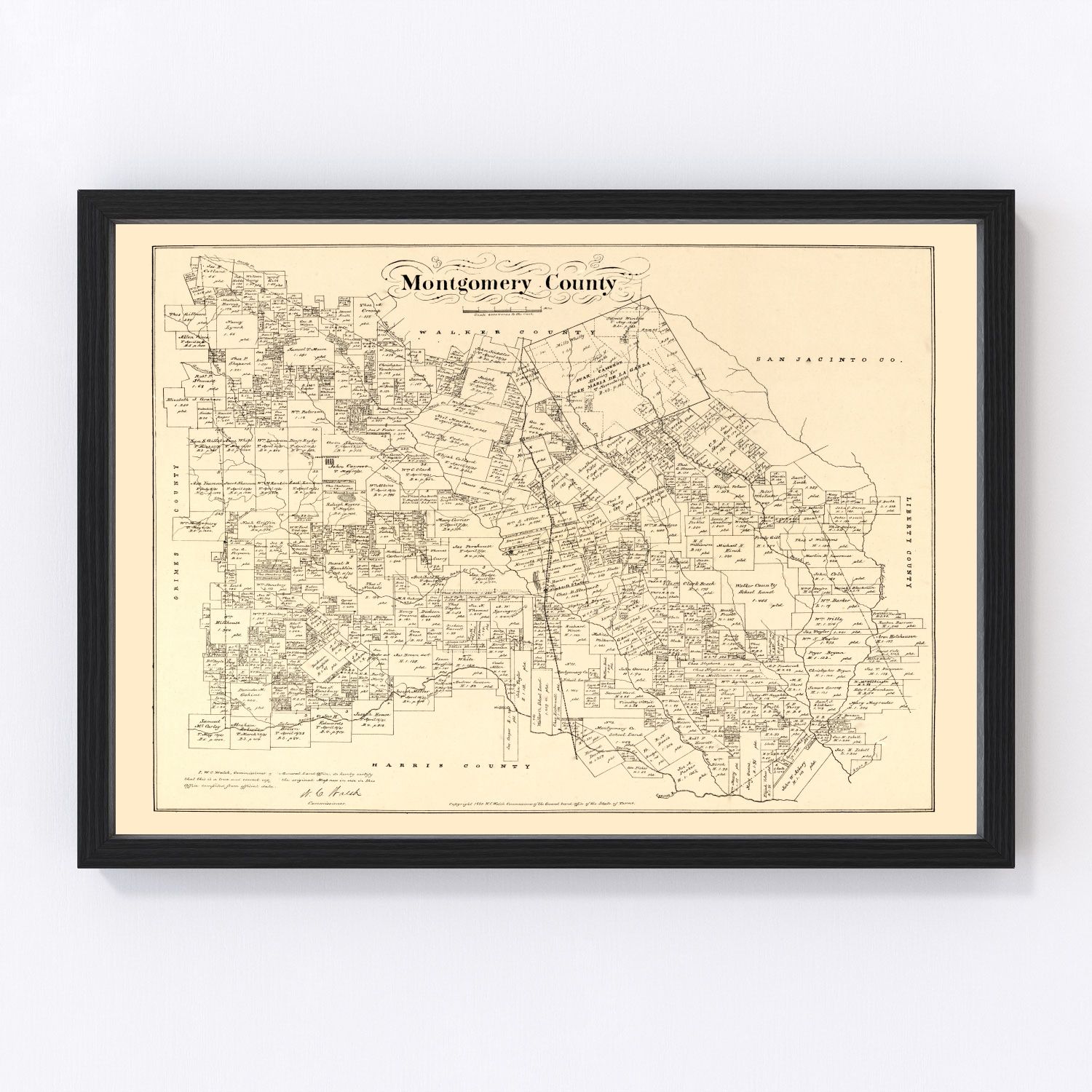 Vintage map of Montgomery County, Texas, 1880
