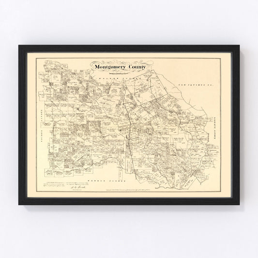 Vintage map of Montgomery County, Texas, 1880