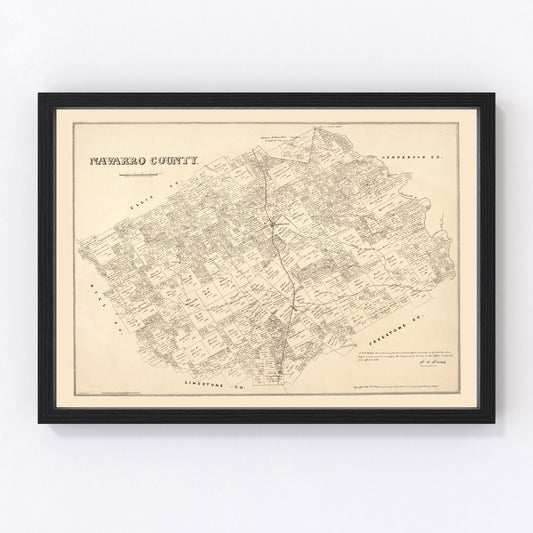 Vintage map of Navarro County, Texas, 1880